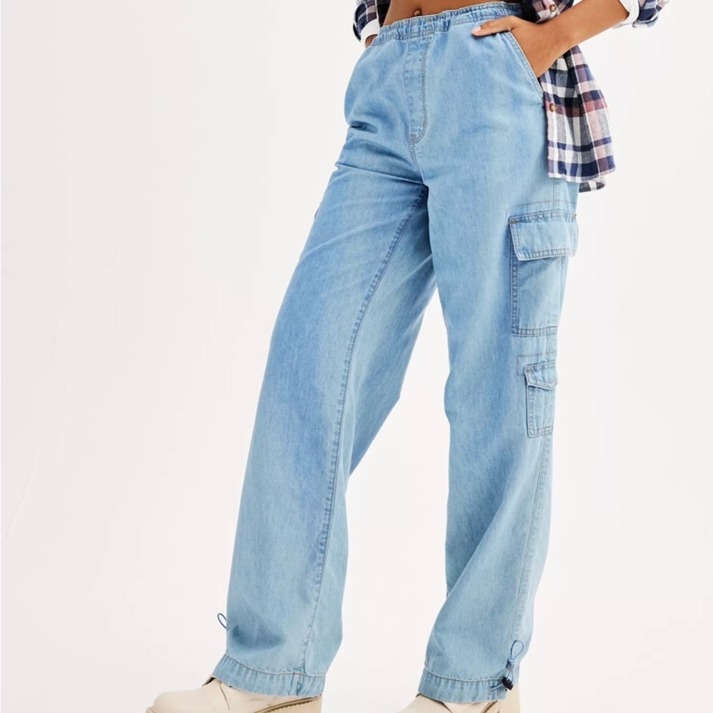 SO High Rise Parachute Cargo Wide Leg Jeans